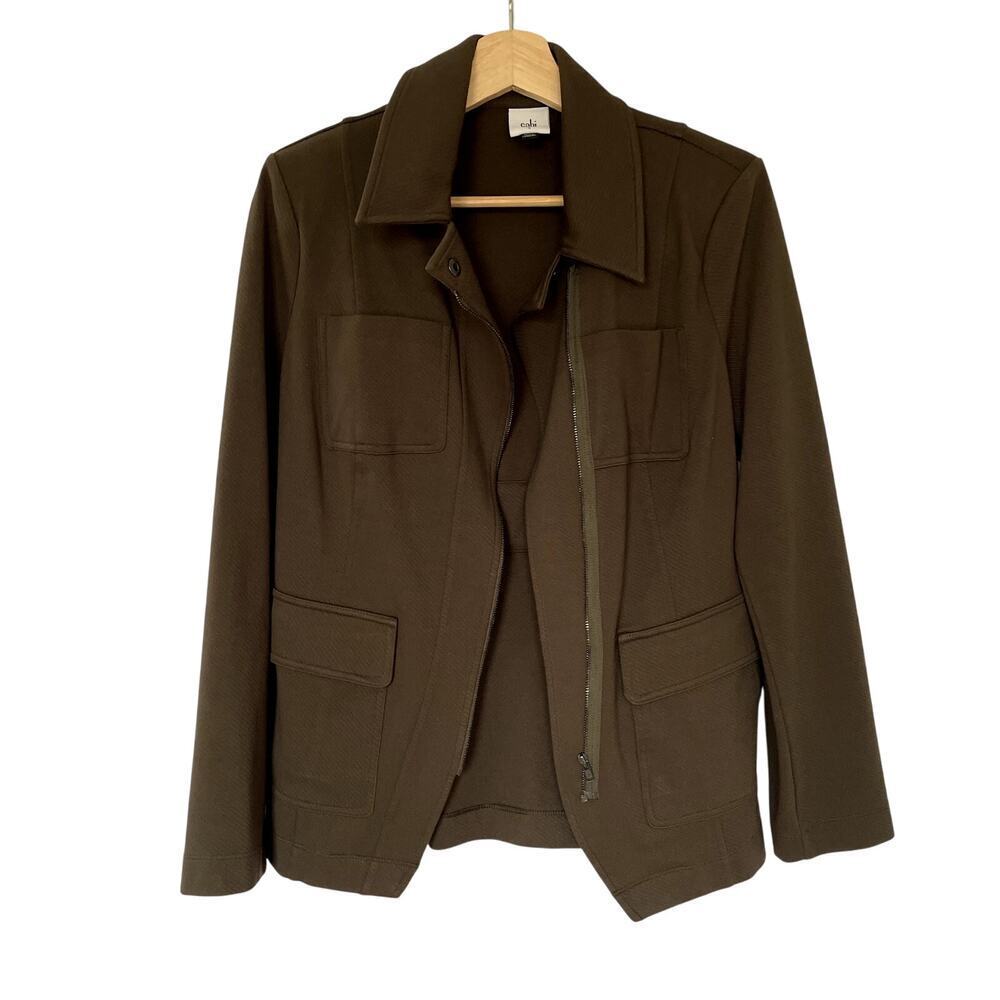 Cabi‎ 4120 Padded Shoulder Blazer Jacket Size S Brown Women Rayon Nylon Spandex